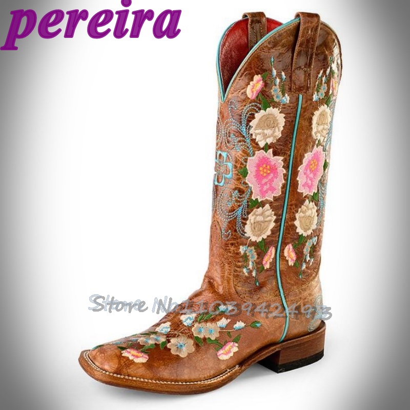 Embroidery Roses - Embroidered Flower Boots Rose Garden Botas