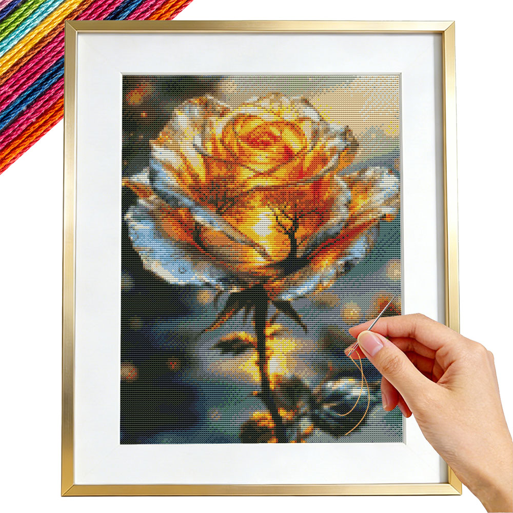 Embroidery Guide Paper - 11CT Embroidery Kit Rose Flower Cross