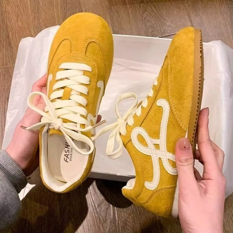 Embroidery Fabric - Ladies Vintage Embroidery Suede Trainers Lace‑Up
