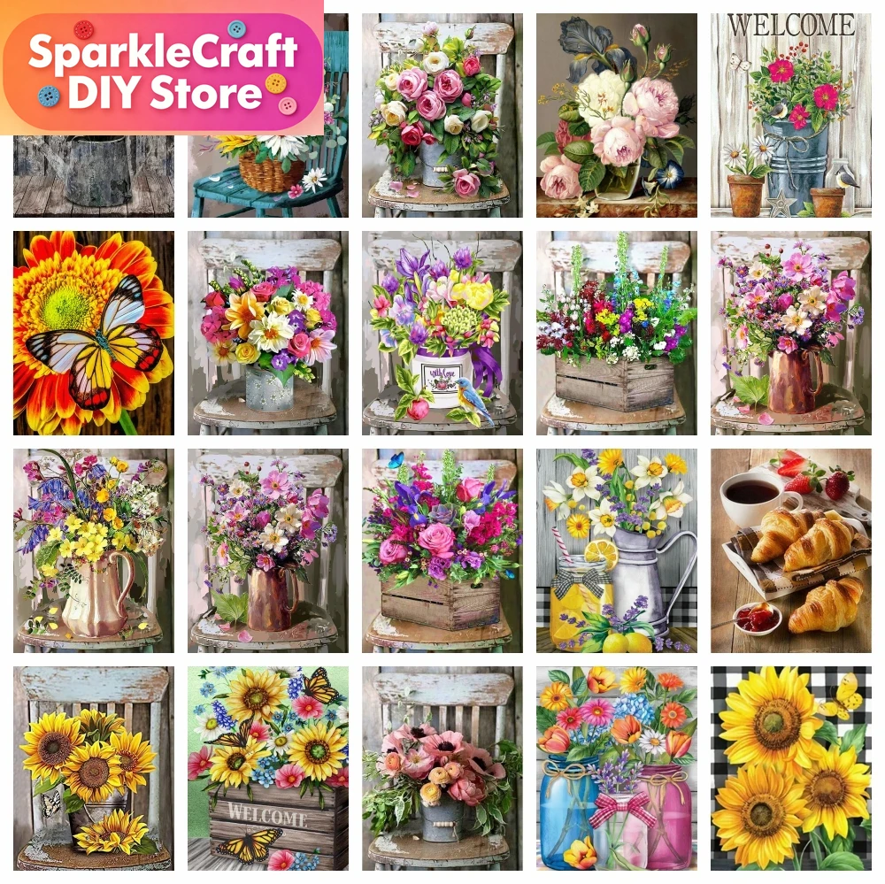Embroidery Roses - 1pc frameless Diamond Painting Flower Rose