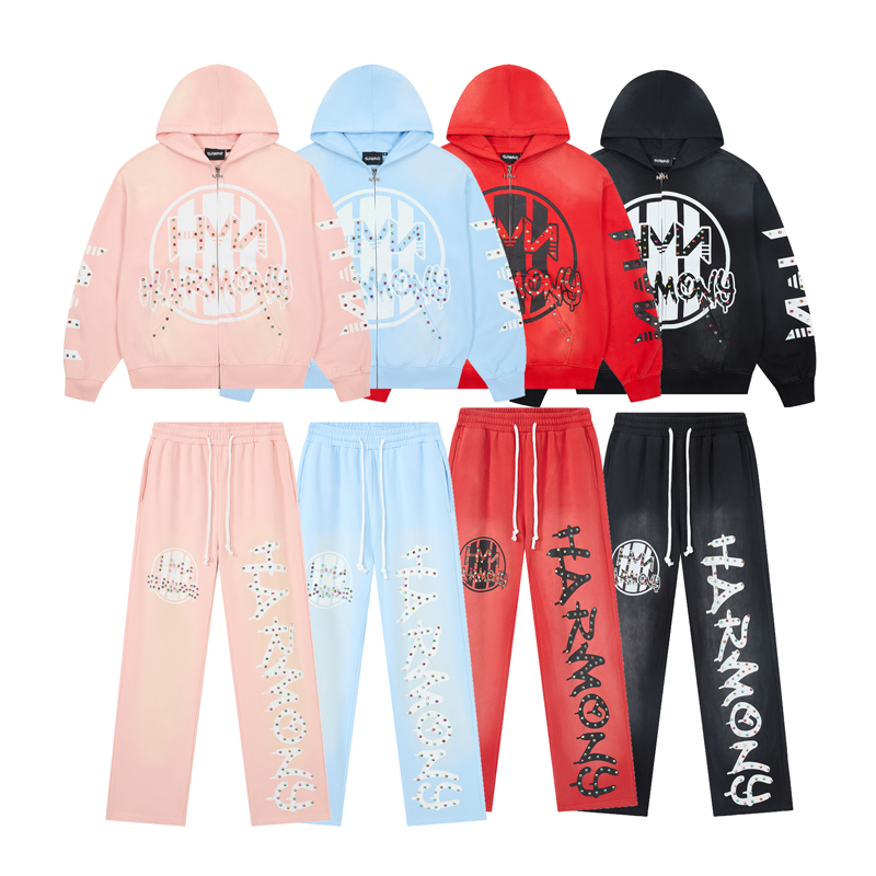 Embroidery Style - New HARMONY Oversized Pink Fade Tracksuit