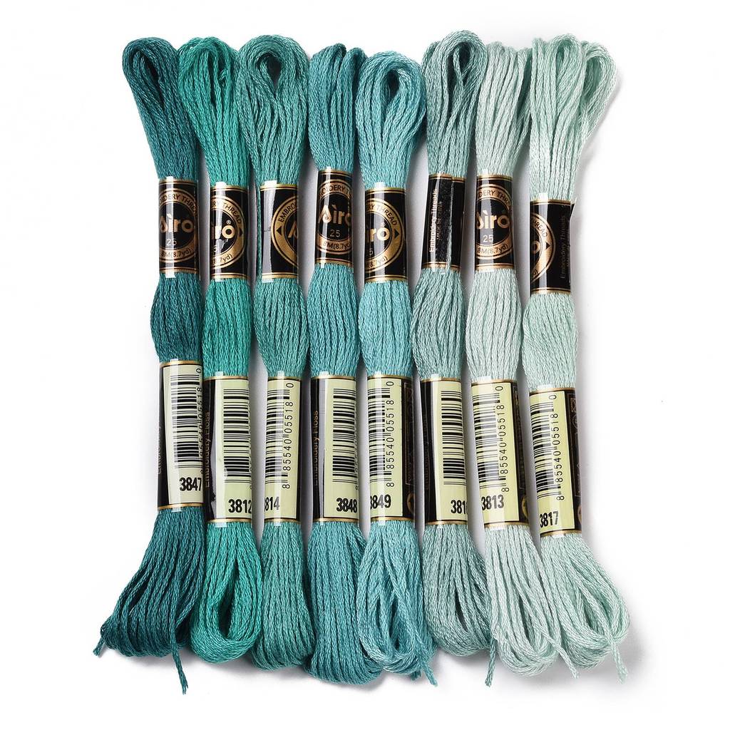 Embroidery Beads - 1Set 8 Skeins 0.5mm 6-Ply Polyester