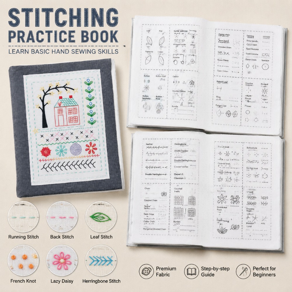 Embroidery Guide Book - Embroidery Stitch Practice Book DIY Sewing