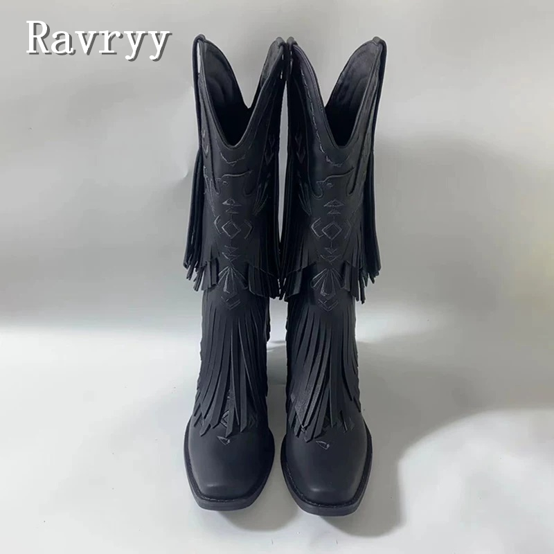 Women Black Tassel Western Cow - Embroidery Yes recension och pris