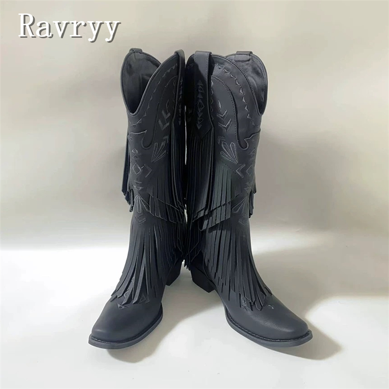 Women Black Tassel Western Cow - Embroidery Yes recension och pris