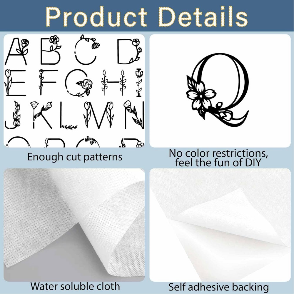 Letter A-Z Water Soluble Embro - Printed Embroidery Kit recension och pris