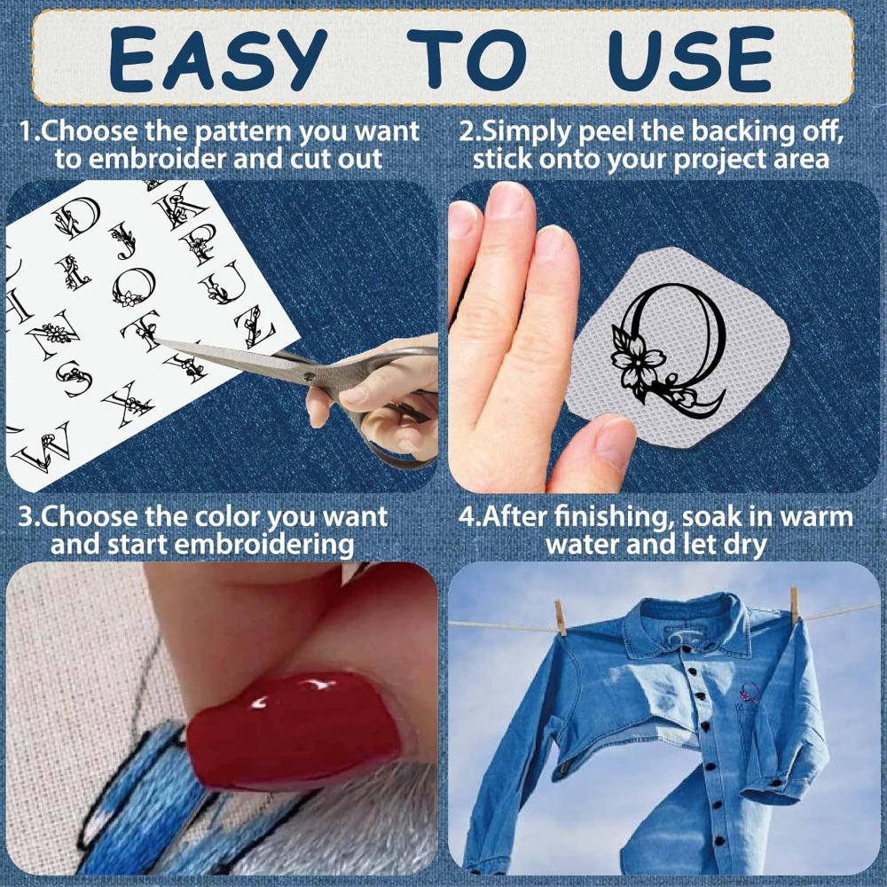 Letter A-Z Water Soluble Embro - Printed Embroidery Kit recension och pris