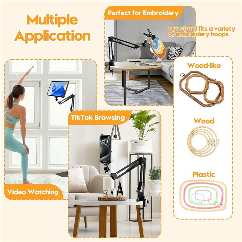 Y51A Black Adjustable Embroide - Embroidery Hoop Stand recension och pris