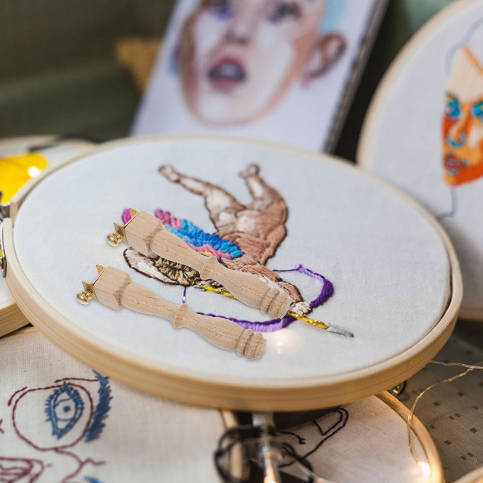 3Pcs Stylish Wooden Embroidery - Embroidery Hoop Stand recension och pris