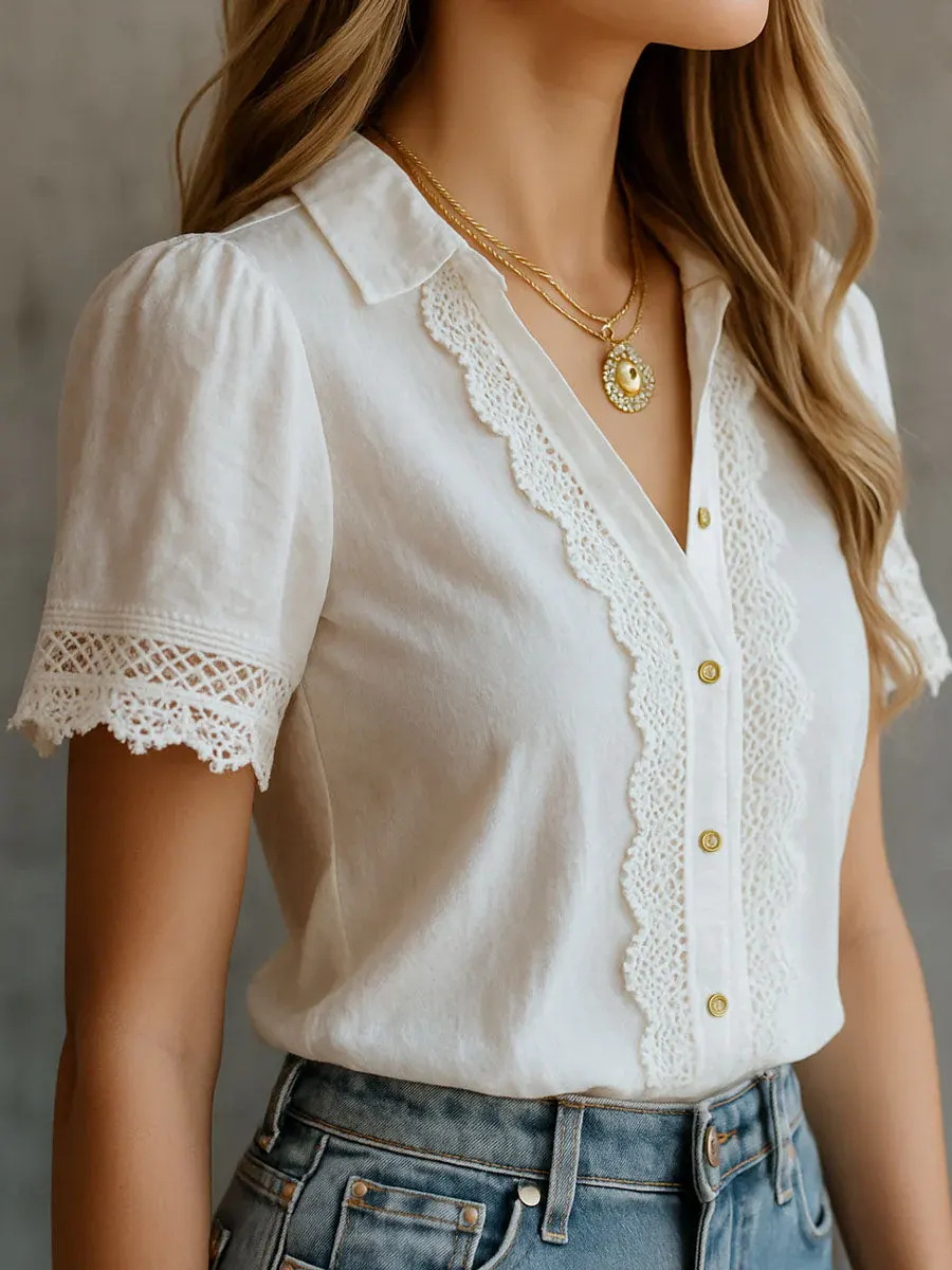 Elegant Women's Shirts Casual  - Embroidery Class recension och pris