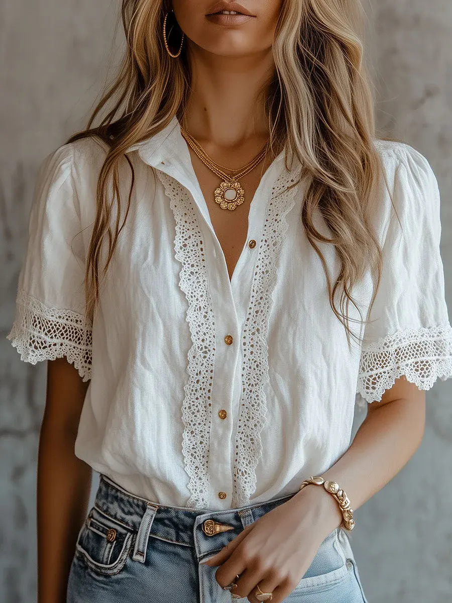 Elegant Women's Shirts Casual  - Embroidery Class recension och pris