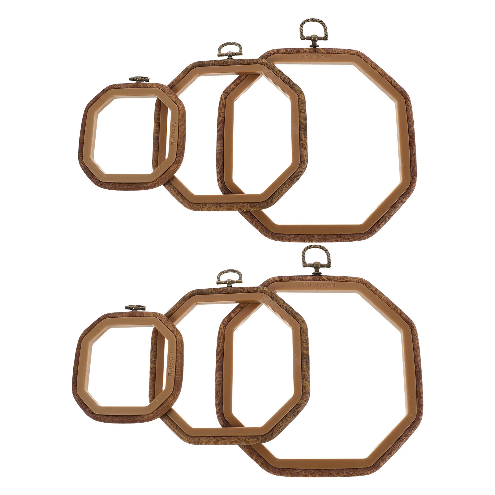 6Pcs Octagonal Imitated Wood E - Embroidery Hooping recension och pris