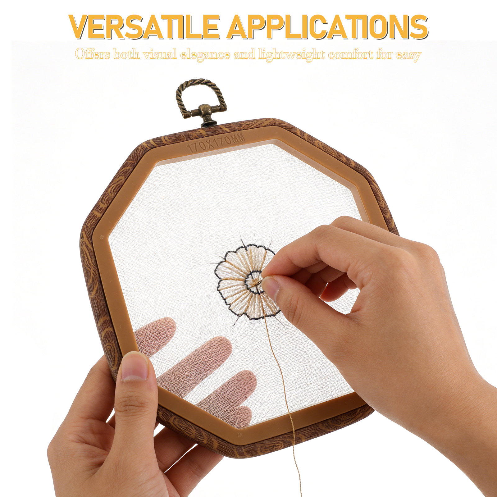 6Pcs Octagonal Imitated Wood E - Embroidery Hooping recension och pris