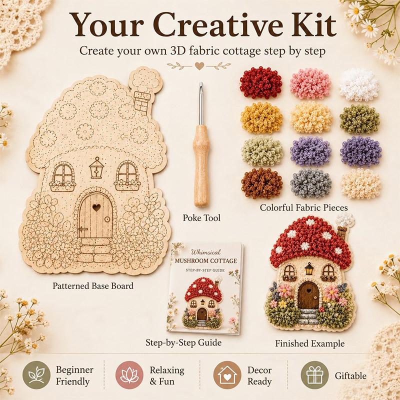 3D Mushroom House Poke Art DIY - Embroidery Needles recension och pris