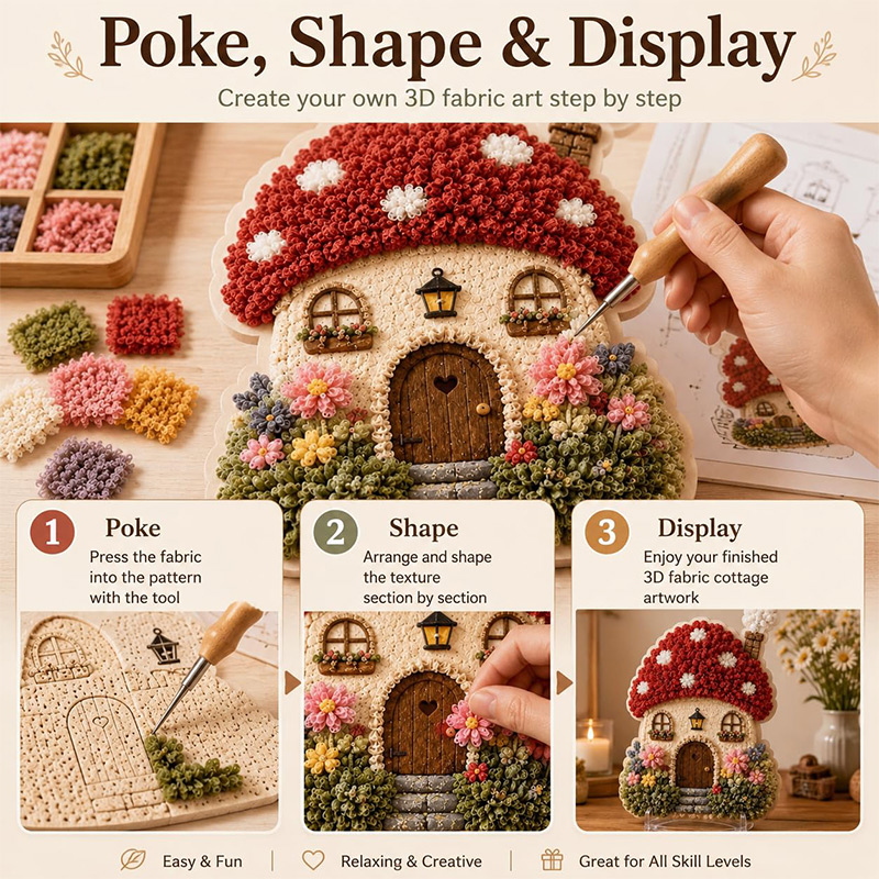 3D Mushroom House Poke Art DIY - Embroidery Needles recension och pris