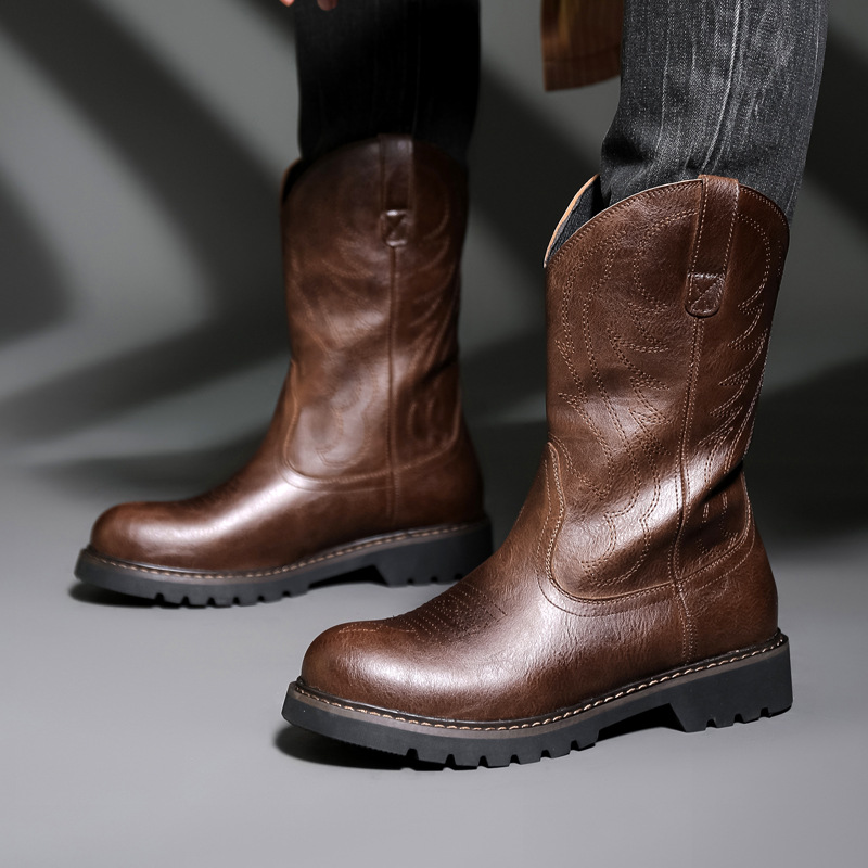 Fashion Mens Cowboy Boots New  - Embroidery Yes recension och pris