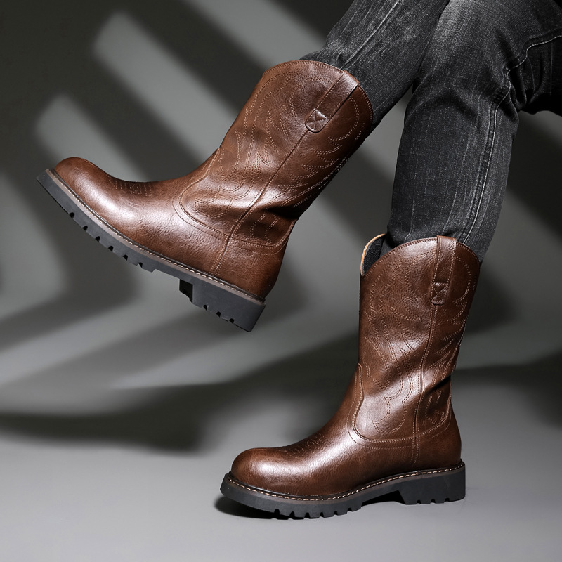 Fashion Mens Cowboy Boots New  - Embroidery Yes recension och pris