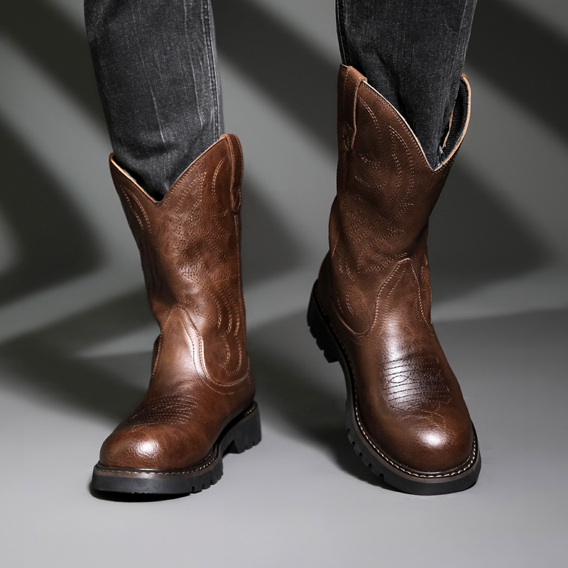 Fashion Mens Cowboy Boots New  - Embroidery Yes recension och pris