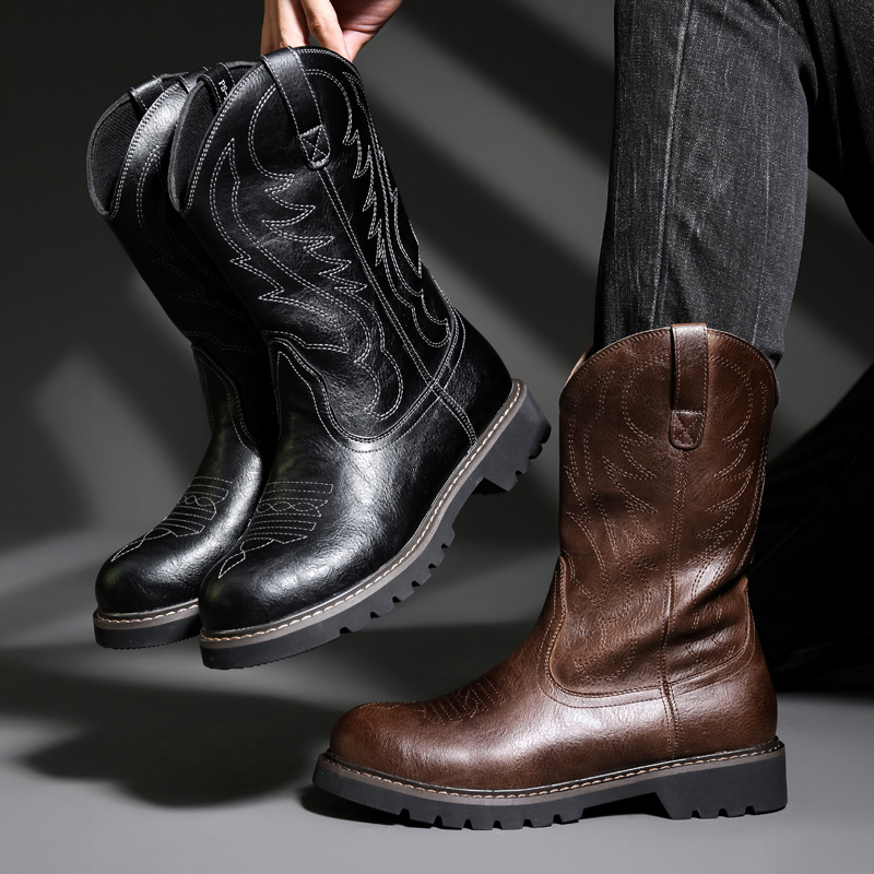 Fashion Mens Cowboy Boots New  - Embroidery Yes recension och pris