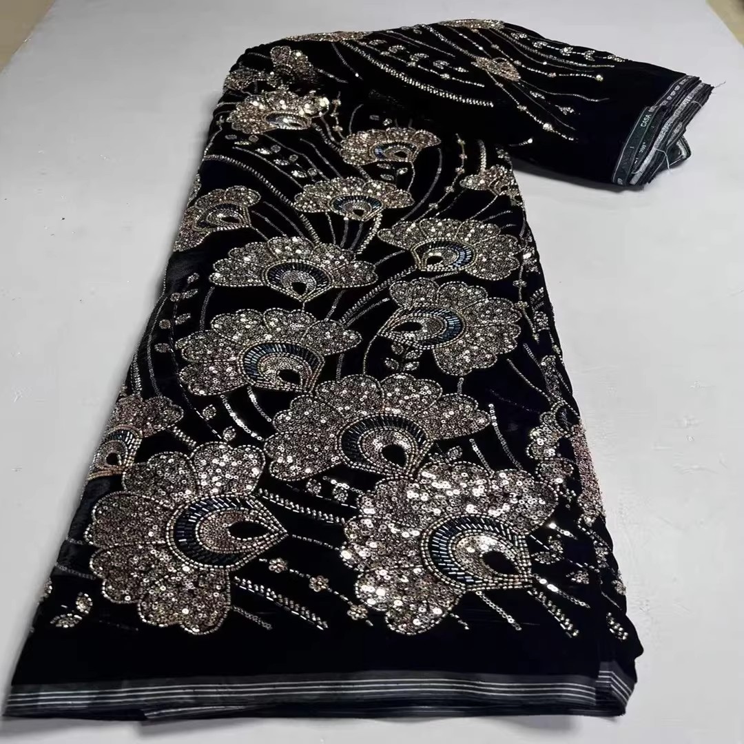 5yard New velvet tela Sequin b - Embroidery Beads recension och pris