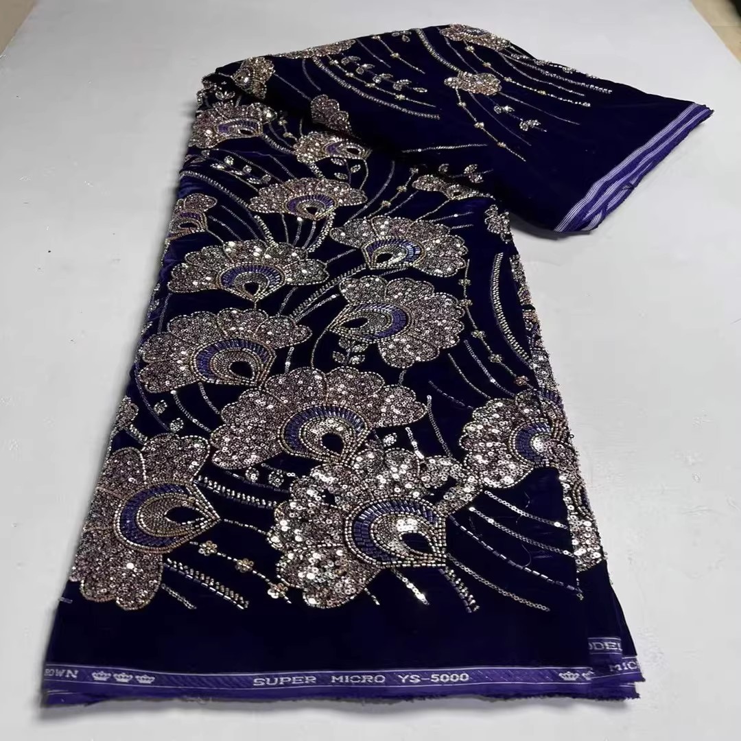 5yard New velvet tela Sequin b - Embroidery Beads recension och pris