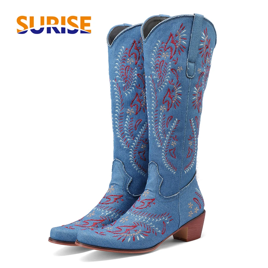 Blue Denim Western Cowgirl Kne - Embroidery Yes recension och pris